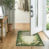 Lush Green Butterfly Floral Vine Rug