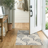 Gray Fan Leaf Beige Area Rug