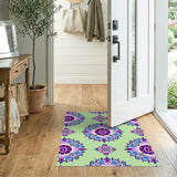 Vibrant Bird Floral Mandala Area Rug
