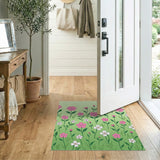 Whimsical Pink Meadow Floral Area Rug