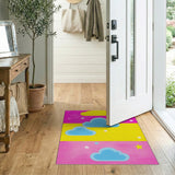 Whimsical Clouds Stars Kids Area Rug