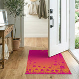 Vibrant Pink Floral Gradient Area Rug
