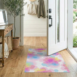 ODIKA Pastel Floral Watercolor Machine Washable Rug - Low Pile Non-Slip Area Rug