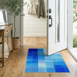 Geometric Modern Blue and Teal Modern Blue Geometric Block Area Rug