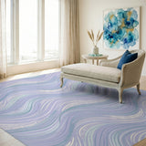 Wavy Abstract Area Wavy Blue Teal Abstract Area Rug