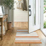Orange Striped Geometric Area Rug