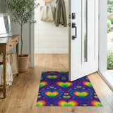 Rainbow Heart Swirl Washable Area Rug