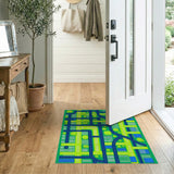 Vibrant Green Road Map Kids Play Rug