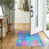 Vibrant Multi-Color Geometric Grid Rug