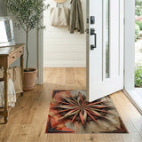 Distressed Rusty Compass Rose Area Rug