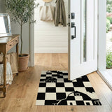 Black White Checkered Farmhouse Silhouettes Rug