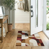 Abstract Curved Geometric Area Rug Brown Tan