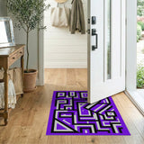 Purple Purple Geometric Maze Area Rug