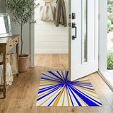 Radiant Blue Yellow Sunburst Area Rug