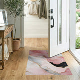 Multi-color and Patterns Pink Gold Vein Abstract Marble Area Rug