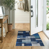 Blue Teal Geometric Patchwork Blue and Teal Area Rug