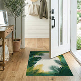 Green Lush Green Palm Leaf Coastal Area Rug