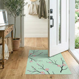 Mint Green Cherry Blossom Area Rug
