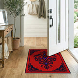 Gothic Red Bat Vine Ornate Area Rug
