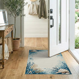 Coastal Seashell Coral Border Area Rug
