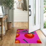 Hot Pink Red Apple Fruit Pattern Shag Rug