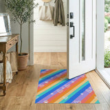 Rainbow Hearts and Paws Kids Washable Area Rug