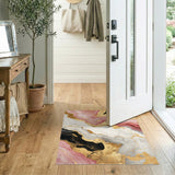 Abstract Area Pink Gold Marble Abstract Area Rug