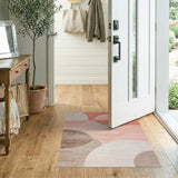 Coral Peach Overlapping Semi-Circles Modern Rug