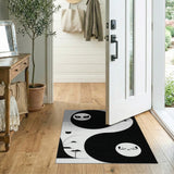 Yin Yang Cats Area Rug - Black White Geometric Design