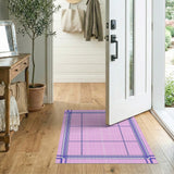 Pink Blue Grid Geometric Modern Area Rug