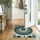 Hypnotic Green Mandala Geometric Area Rug