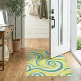 Vibrant Swirl Abstract Area Rug in Green Yellow