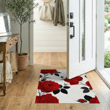 Red Roses Floral Pattern Area Rug