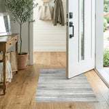 Blue and Teal Distressed Blue Grey Striped Area Rug