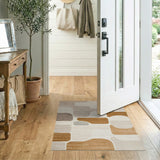 Beige and Neutral Abstract Organic Shapes Beige Neutral Area Rug