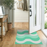 Coastal Beach Teal Ocean Wave Area Rug