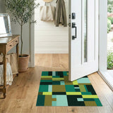 Teal Green Yellow Geometric Abstract Area Rug
