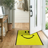 Yellow Cheerful Yellow Smiley Face Shag Rug