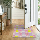 Cute Bunny Grid Kids Area Rug