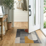 Modern Geometric Abstract Area Rug in Grey Multi-Color