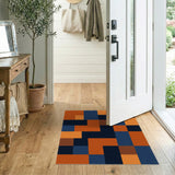 Modern Geometric Orange and Navy Area Rug