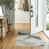 Beige and Neutral Abstract Wave Beige Area Rug