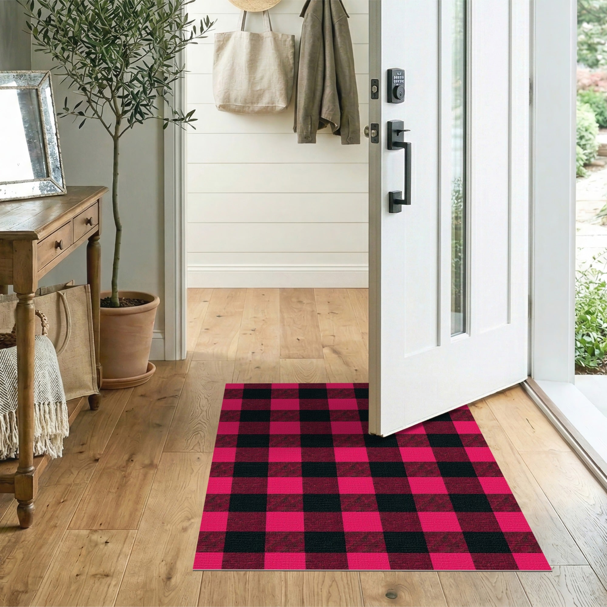 Red Black Buffalo Plaid Farmhouse Area Rug