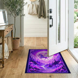 Purple Unicorn Leaping Moonlit Mountains Rug