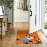 Cute Blue Fox Orange Kids Area Rug