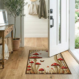 Boho Chic Whimsical Red Mushroom Forest Area Rug