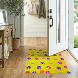 Cheerful Yellow Smiley Faces Flower Area Rug