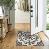 Ornate Beige Persian Floral Medallion Rug