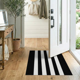 Black and White Geometric Modern Bold Black White Vertical Striped Area Rug