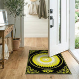 Ornate Yellow Sunburst Medallion Rug